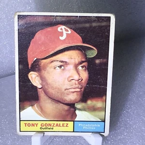 1961 Topps Baseball #93 Tony Gonzalez Philadelphia Phillies Poor + Soft Creases - Bild 1 von 7