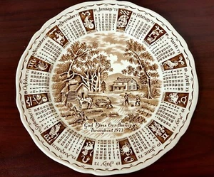 1973 Calendar Plate 9" Vtg Meakin Staffordshire  - Picture 1 of 12