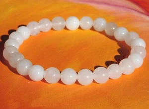 Pulsera hecha a mano con cuentas de piedras preciosas de 8 mm para hombre/dama - Jade blanco natural. - Imagen 1 de 3