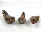 X3 Vtg Tonala Hand Painted Mexican Pottery Ceramic Ducks Birds Beautiful Designs