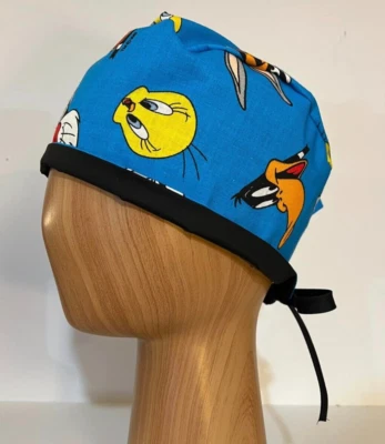 Medical Skull Chemo Scrub Surgical Cap Hat Healthcare Looney Tunes Cartoon Blue - Image 1 of 4