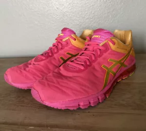 Asics Womens Gel Quantum 180 Running Shoes Size 10 Pink Orange T5J7N Sneakers - Picture 1 of 7