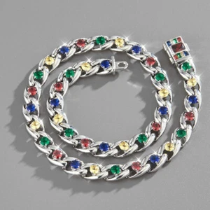 Crazy Boy Moda Collar Acero Inoxidable Colorido Diamante Colgante Pulsera - Imagen 1 de 14