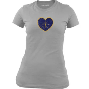 Original Ladies Indiana Heart State Flag T-shirt - Picture 1 of 4