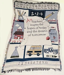 Tapestry Throw Blanket Teachers Inspire Dreams Hopes Gift 45X65 Light Pilling  - Picture 1 of 6