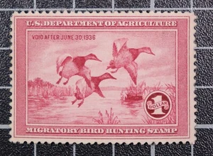 Scott RW2 1935 $1.00 Duck Stamp OG MH Nice Stamp SCV $375.00 - Picture 1 of 2