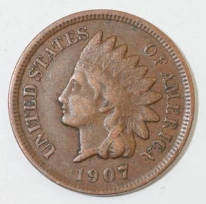Indian Head Penny 1907, Münze ist ein sehr schöner kleiner Cent (8+ Artikel versandkostenfrei) - Bild 1 von 2