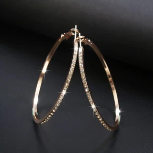 Elegant 925 Silver,Gold,Rose Gold Hoop Earrings for Women Jewelry A Pair/set - Picture 1 of 7