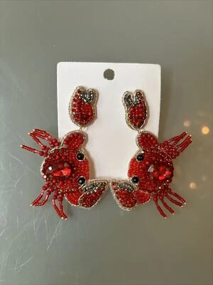 NWOT Red Crab Cute Summer Statement Earrings - Image 1 of 4