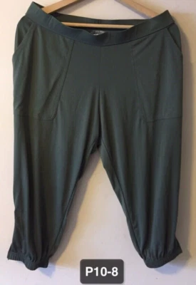 Pantalones de chándal Lisa Rinna Crop Cargo elásticos Capri verde cremallera dobladillo talla LP Foto 1 de 4