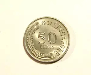 Singapore 1967 50 Cents unc Coin - Picture 1 of 5