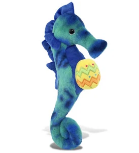 DolliBu Cute Blue Tie-Dye Seahorse with Yellow Easter Egg Plush - 15 Inches - Picture 1 of 5