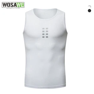 WOSAWE Sleeveless Cycling Base Layer Pro Team Vest Breathable Compression White - Picture 1 of 11