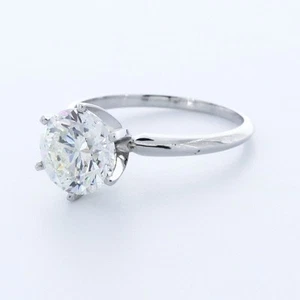 ANILLO SOLITARIO CLÁSICO PUNTA ORO 14K CORTE REDONDO DIAMANTE CREADO EN LABORATORIO E/VVS2 3,0 QUILATES - Imagen 1 de 3