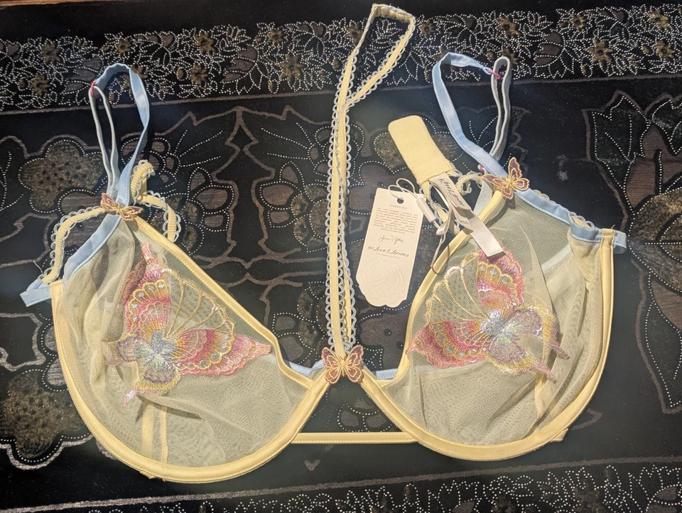 Sujetador con aros For Love & Lemons Pastel Papillon 38DD Butterfly Fairy Princess Foto 1 de 2