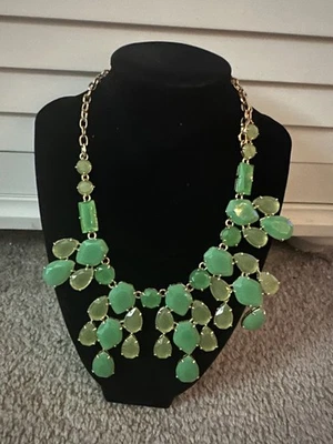 Stella & Dot Linden Multi Green Stone Cluster Bib Statement Necklace 21" Jewerly - Image 1 of 3