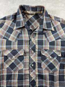 Kennington Shirt Mens Medium Fit Small Plaid Pearl Snap Western Work Chore - Picture 1 of 11