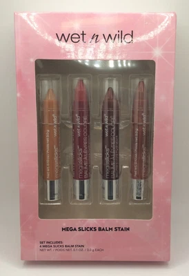 Wet n Wild Mega Slicks Balm Stain Moisturizing Lip Color 4 piece Gift Set SEALED - Image 1 of 3