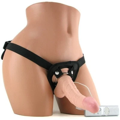 6.5" Curved Realistic Vibrating G-spot Anal Dildo Dong with Strap-on Harness - Image 1 of 4