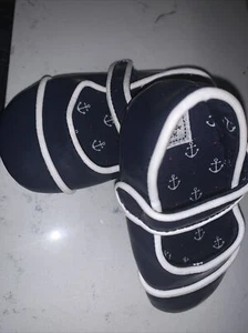 Sz 2 Baby Girls Janie & Jack Navy Blue Patent Leather Dress Crib Shoes EUC VHTF - Picture 1 of 12