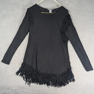 Kate and Mallory Top Womens Size Small Black Long Sleeve Ruffle Bottom Blouse - Picture 1 of 6