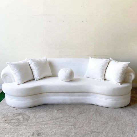 Postmodern White Micro Suede Kidney Sofa Cover