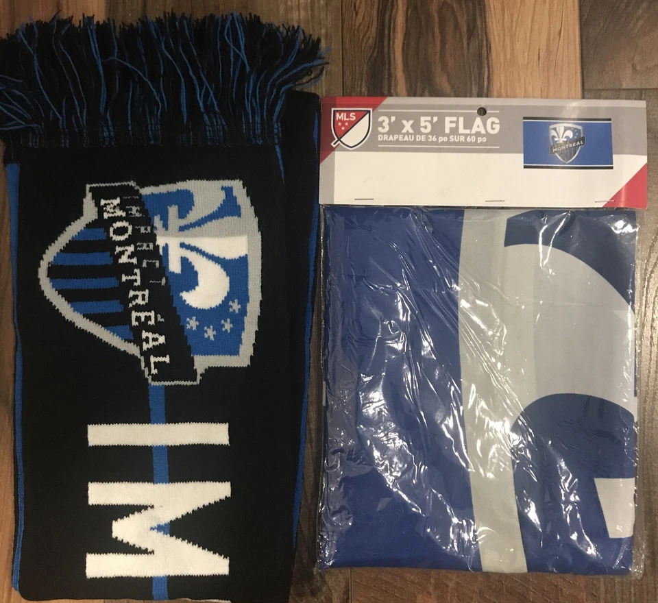 impact de montréal scarf foulard IMFC 2020 MLS soccer (52 x 7'') & flag drapeau - Image 1 of 4