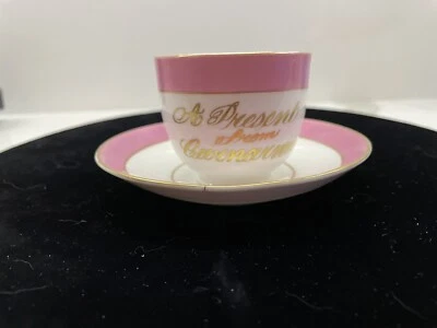 Taza y platillo rosa castillo de Carnarvon vintage con inscripción “Un regalo de Carnarvon” Foto 1 de 4