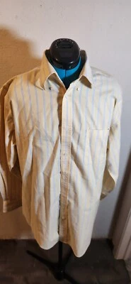 Lands End Dress Shirt Button Up Size 16.5/34  Yellow Blue Striped - Image 1 of 3