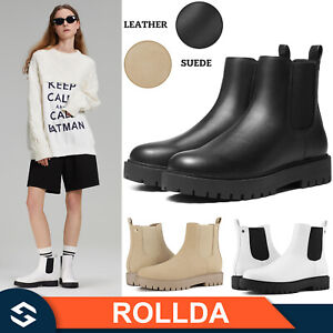 Rollda Women's Chelsea Ankle Boots Steel Shank Platform Fashion Combat Booties