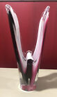 Flygsfors Coquille Green, Pink & White Signed Art Glass Vase 12.5