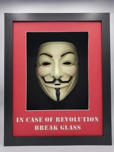 V for Vendetta Mask Anonymous Revolution Break Glass Shadowbox Replica Prop - Picture 1 of 8