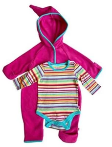 NWT Infant Kids Zutano Cozie Elf Suit Bodysuit Set Fuchsia 9M - Picture 1 of 3