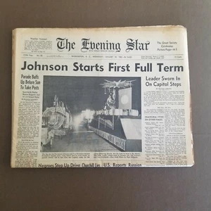 The Evening Star Washington D.C. 1/20/65 Johnson Starts First Full Term  - Picture 1 of 2