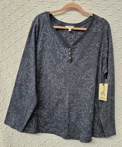 Blusa Mujer Terra & Sky 3X (24/26) Azul Con Bonito Diseño Nueva - Imagen 1 de 7
