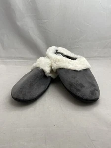 Laura Ashley Soft Faux Fur Trimmed Grey Slippers With Tread Medium 6.5 to 7.5 - Picture 1 of 4