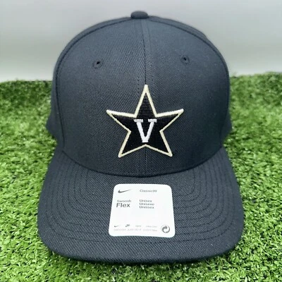 Nike Vanderbilt Classic99 Swoosh Flex Black Hat Cap  Commodores OSFM New W/ Tags - Image 1 of 4