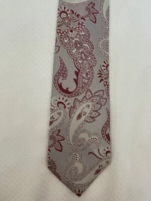 Corbata Wembley Paisley Borgoña Gris Blanco Poliéster De Colección Foto 1 de 3