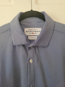 Camisa Mizzen + Principal Para Hombres LS Ajuste Ajuste Azul Blanco Cuadros Colección Spinnaker Talla XL - Imagen 1 de 13