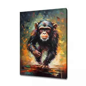 Schimpanse Affe Leinwand Druck Bild Wand hängen Handarbeit Kunstdruck Zuhause - Bild 1 von 10