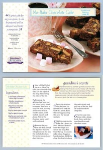 No-Bake Chocolate Cake #30 Baking - Grandma's Kitchen Recipe Card - Picture 1 of 1