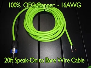 20 ft - Speakon to Bare Wire OFC Copper 16AWG Pro Audio PA DJ Speaker Cable Cord - Picture 1 of 9