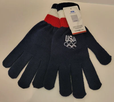TEAM USA Guantes Olímpicos de Invierno Azul Marino Rojo Blanco Tejido Pantalla Táctil NUEVO Foto 1 de 4