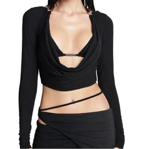 Sujetador I AM GIA I.am.Gia Negro Manga Larga Top Cuello Capucha Abierta Talla Grande L - Imagen 1 de 7