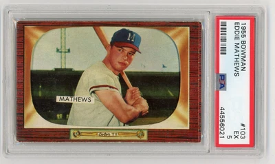 1955 Bowman EDDIE MATHEWS Milwaukee Braves #103 PSA 5 EX Condition! - Image 1 of 2
