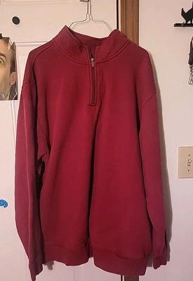 LL Bean толстовка мужская 2XL обычный красный 1/4 молнии пуловер длинные рукава - Изображение 1 из 3