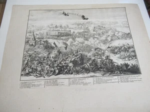 BELLE GRANDE GRAVURE ORIGINALE "BATAILLE DE SENEFFE" Vers 1680 GUERRE HOLLANDE - Picture 1 of 7