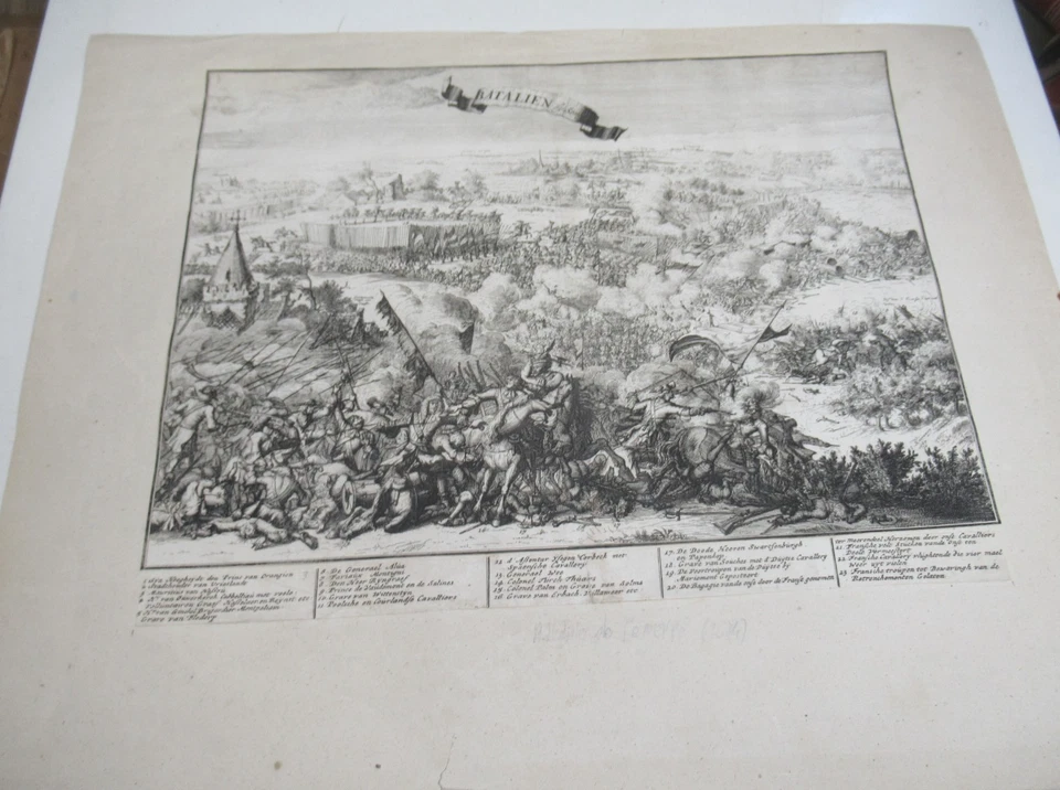BELLE GRANDE GRAVURE ORIGINALE "BATAILLE DE SENEFFE" Vers 1680 GUERRE HOLLANDE - Photo 1/4