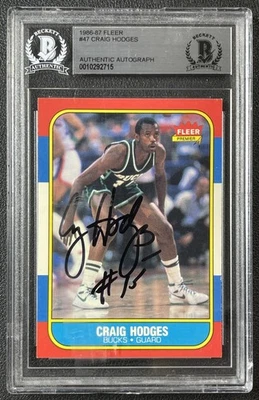 CRAIG HODGES BGS AUTH 1986-87 FLEER #47 ROOKIE AUTOGRAPH AUTO RC BUCKS - Image 1 of 2
