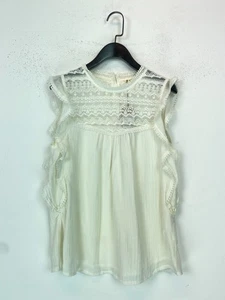 Hush White Lace Sleeveless Smock Top With Lace Yoke Sleeveless UK8 NEW - Picture 1 of 9